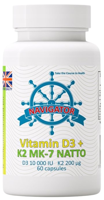 Navigator, Witamina D3 10000 Iu + Witamina K2 Mk-7 200 Μg, Suplement diety, 60 kaps. + Butelka, 120 Ml