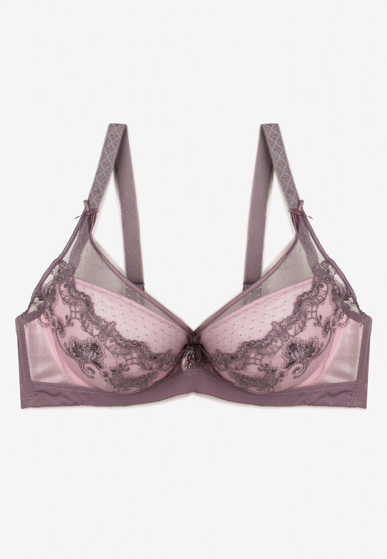 Fioletowy Koronkowy Biustonosz Push Up Maddea