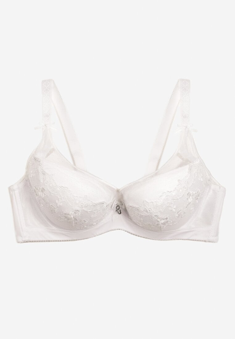 Jasnobeżowy Koronkowy Biustonosz Push Up Maddea