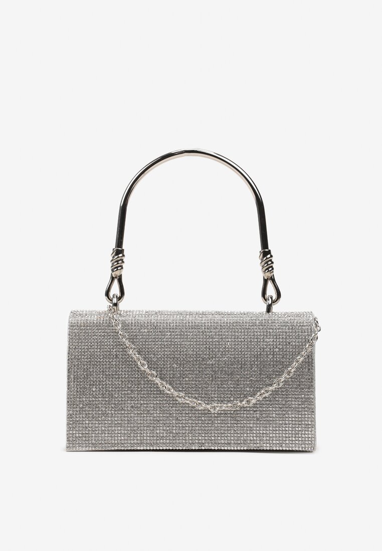 Srebrna Mała Torebka w Cyrkonie z Rączką Crownia