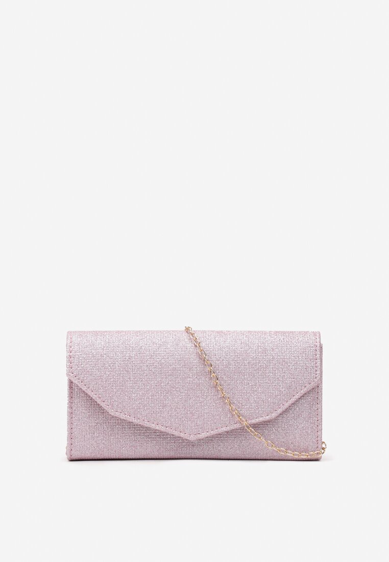 Różowa Torebka Kopertówka z Brokatem na Łańcuszku Ominnsa