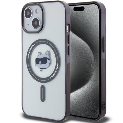 Karl Lagerfeld Etui Hardcase IML Choupette`s Head Magsafe do iPhone 15 6.1 cala Przezroczysty KLHMP15SHCHNOTK