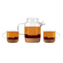 Vialli Design Zestaw dzbanek i filiżanki z korkowymi podstawkami Vilagio  29347 800 ml + 2 x 250 ml