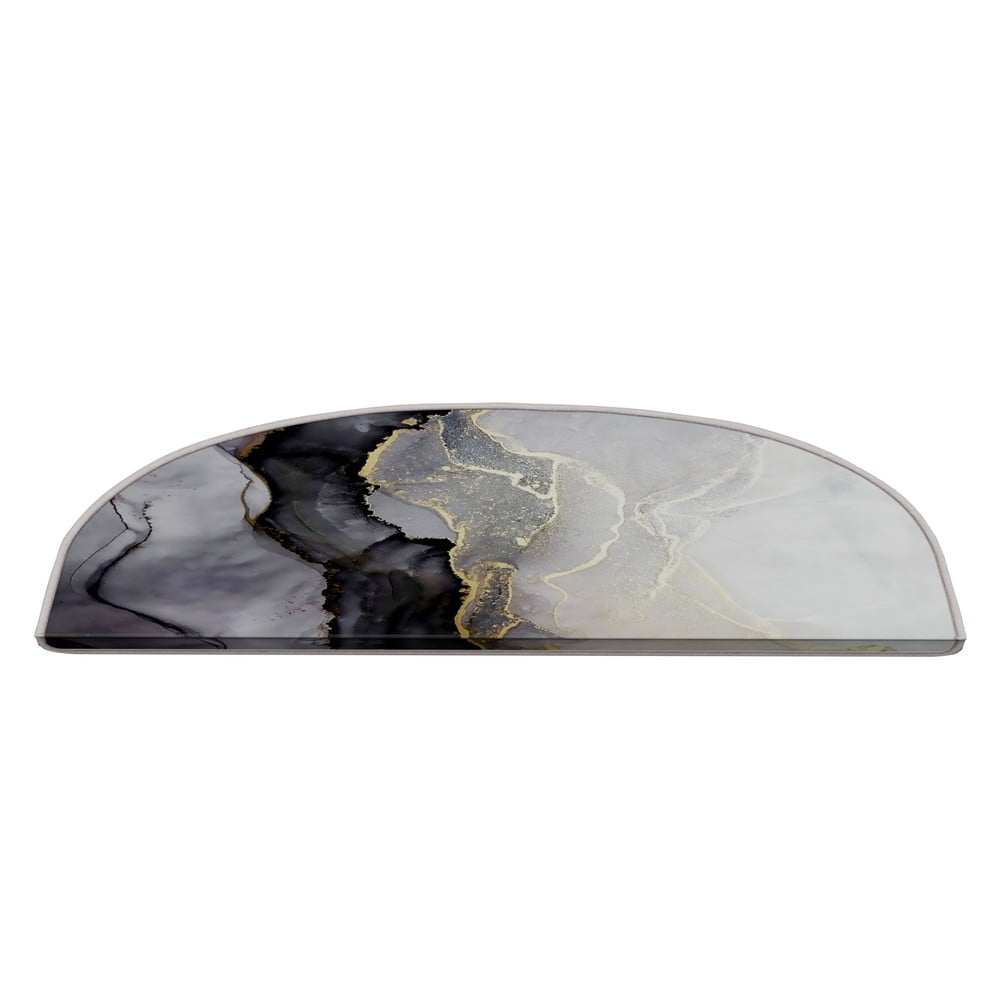 Czarno-białe dywaniki na schody zestaw 16 szt. 20x65 cm Golden Marble – Vitaus