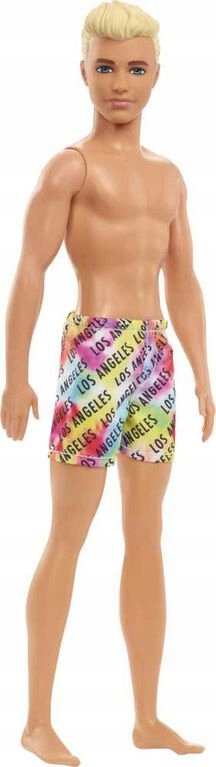 Lalka KEN na plaży Barbie Blondyn w spodenkach Strój plażowy HBC04 Mattel