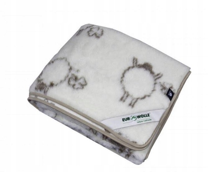 Koc Wełniany 200X220 Merynos Ecru Z Nadrukiem