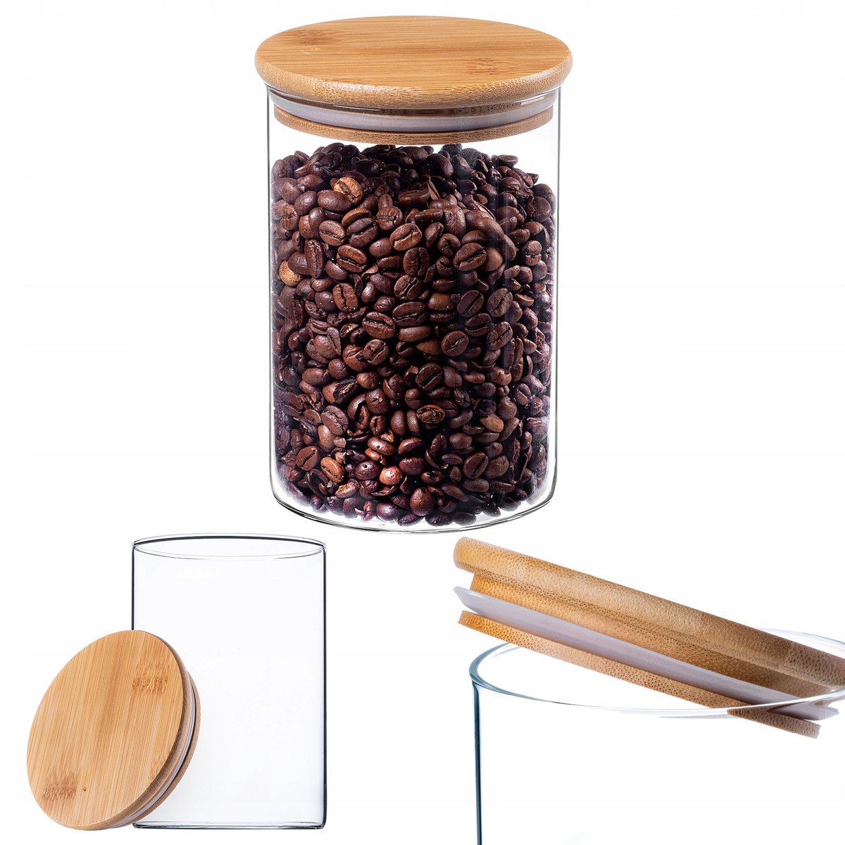 KADAX Pojemnik Na Żywność Szklany Przyprawy Makaron Z Pokrywką Słoik 1040ml