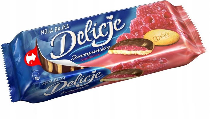 Ciastka DELICJE SZAMPAŃSKIE MALINOWE 147g biszkopt