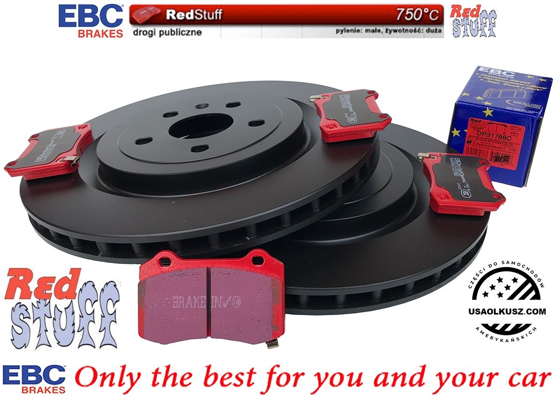 Tylne CERAMICZNE klocki RedStuff + tarcze hamulcowe 365mm EBC seria Premium Cadillac CTS CTS-V 6,2 V8 Supercharged