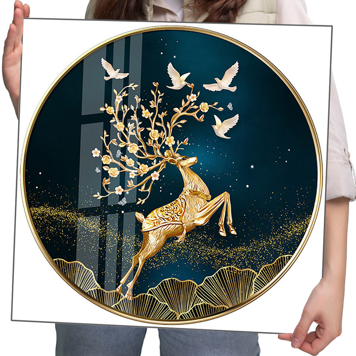 Haft Diamentowy Diamond Painting,DIAMENTOWY MALARZ,Obraz DIY 5D,Mozaika Diamentowa 50x50, Jelenie