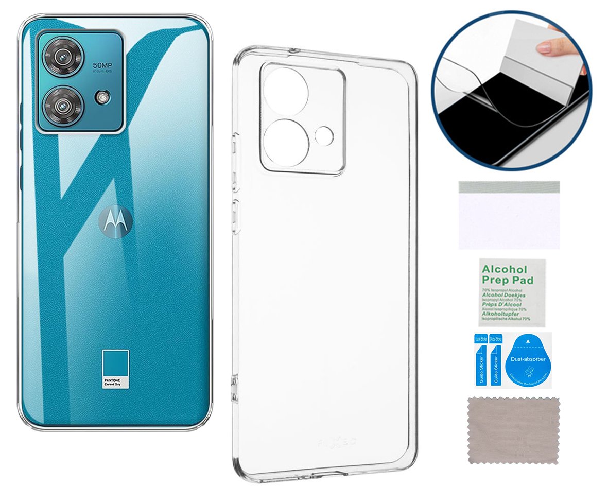 Etui przezroczyste 2mm do MOTOROLA EDGE 40 NEO + folia hydrożelowa, ochrona