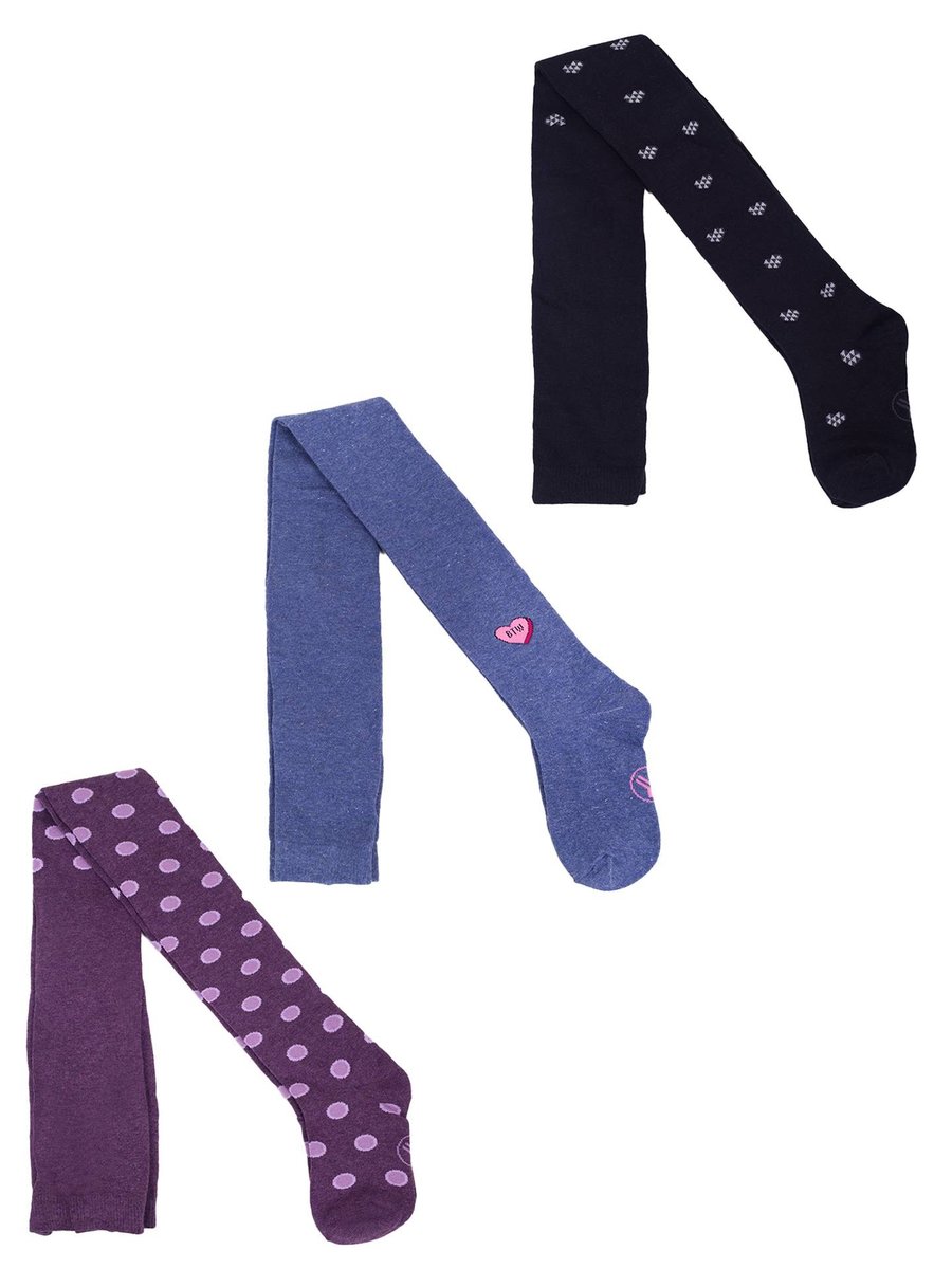 Rajstopy dziewczęce bawełniane we wzory 3PAK 140-146 YOCLUB
