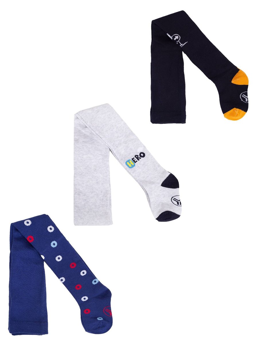 Rajstopy chłopięce bawełniane we wzory 3PAK 56-62 YOCLUB