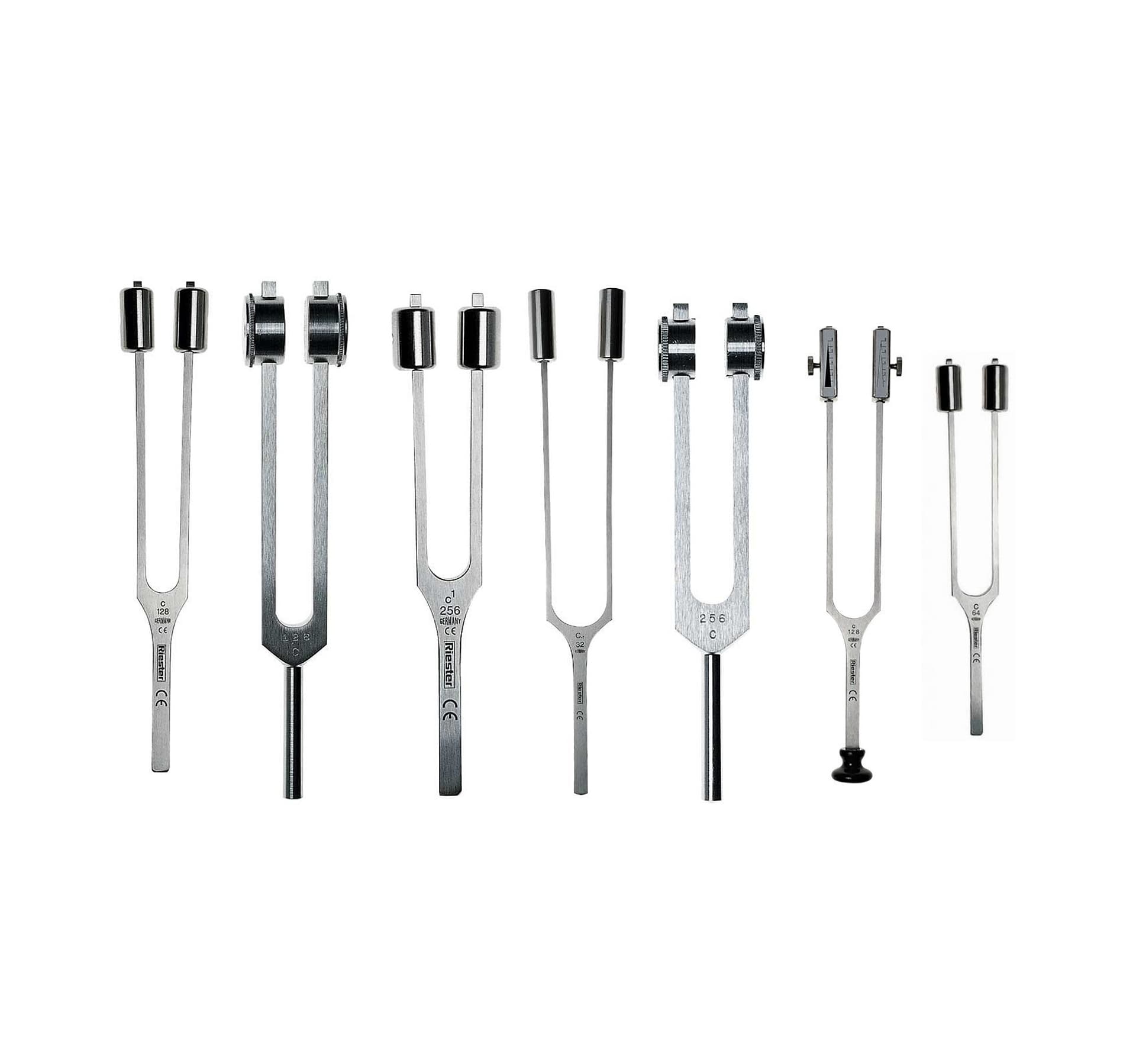 Riester Stroik z ciężarkami-5162 Stroik C 128 Hz aluminiowy Stroik laryngologiczny z ciężarkami