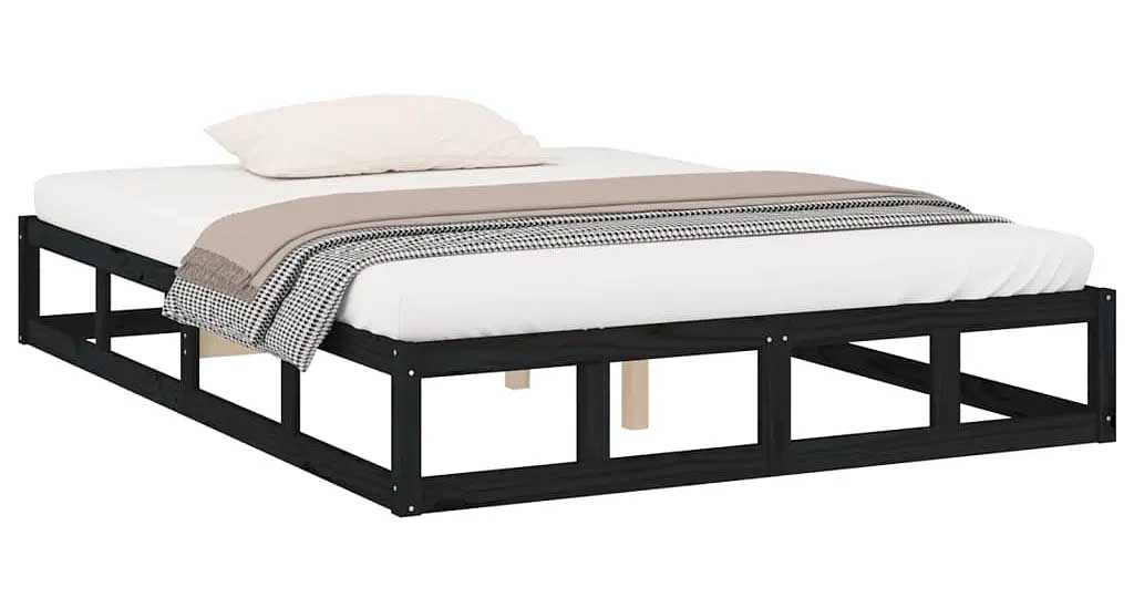Podwójne drewniane czarne łóżko 160x200 C2-B34