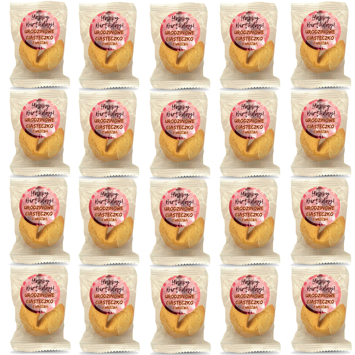 D&D FUN COOKIES / Ciasteczko z wróżbą z naklejką okrągłą RED  