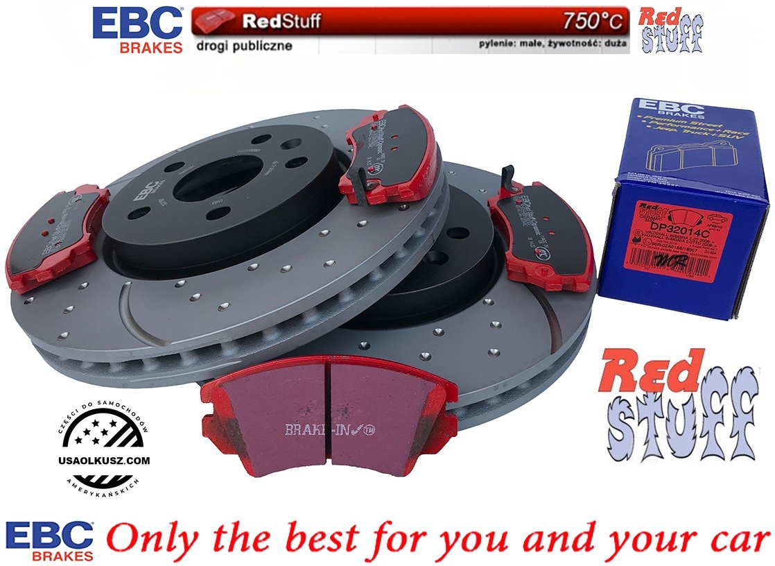 Przednie CERAMICZNE klocki Red Stuff + NAWIERCANE NACINANE tarcze hamulcowe 321mm EBC seria GD Chevrolet Camaro 3,6 V6 -2015