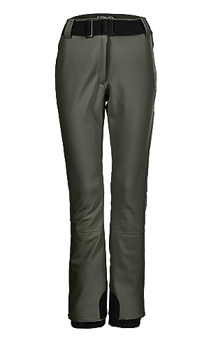 Killtec Damskie spodnie narciarskie/softshell z łapaczem śniegu i paskiem KSW 221 WMN SKI SFTSHLL PNTS, oliwkowe, 38, 37328-000