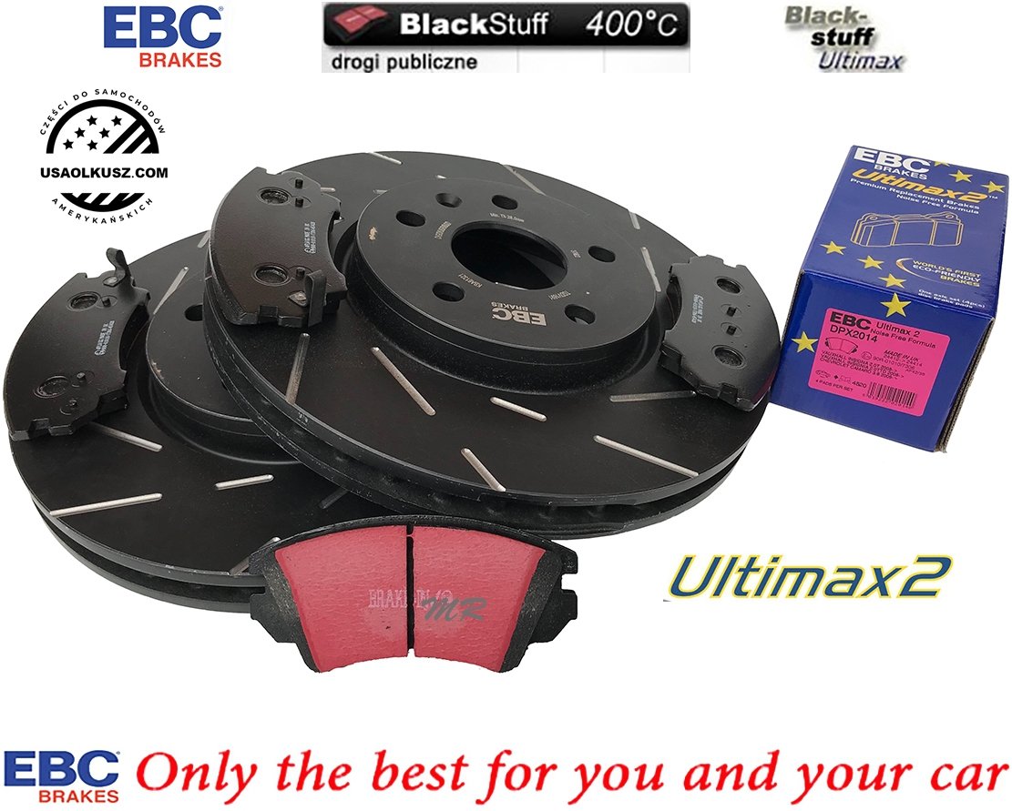 Przednie klocki Ultimax2 + NACINANE tarcze hamulcowe 321mm EBC seria USR Chevrolet Camaro 3,6 V6 -2015