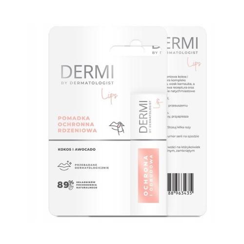 DERMI Lips Pomadka ochronna rdzeniowa Kokos i awokado, 4,4g