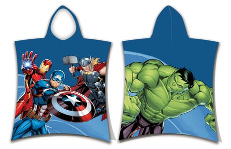Poncho dla dzieci 50x115 Avengers 2626 granatowe ręcznik z kapturem