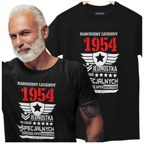 Koszulka na urodziny na 70 lat siedemdziesiąte urodziny Narodziny Legendy 1954 jednostka do zadań specjalnych w kolorze czarnym