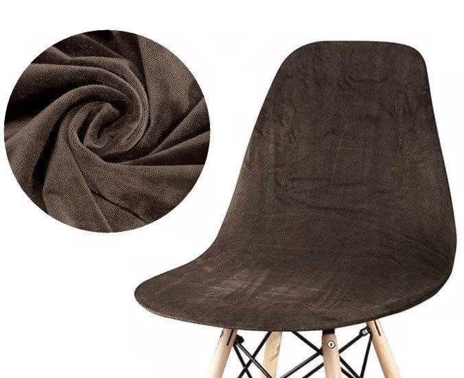 Pokrowiec Na Krzesło Skandynawskie Welur Premium Aksamit Elastyczny Brązowy