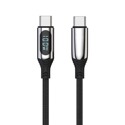 Kabel LCD USB Typ-C - Lightning FOREVER GSM171012 100W 1 m Czarny