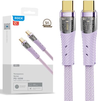 Kabel USB Typ C - USB Typ C ROCK Z21 100W 1.2 m Fioletowy