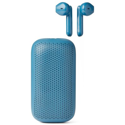 Speakerbuds Słuchawki bezprzewodowe niebieskie z głośnikiem bluetooth