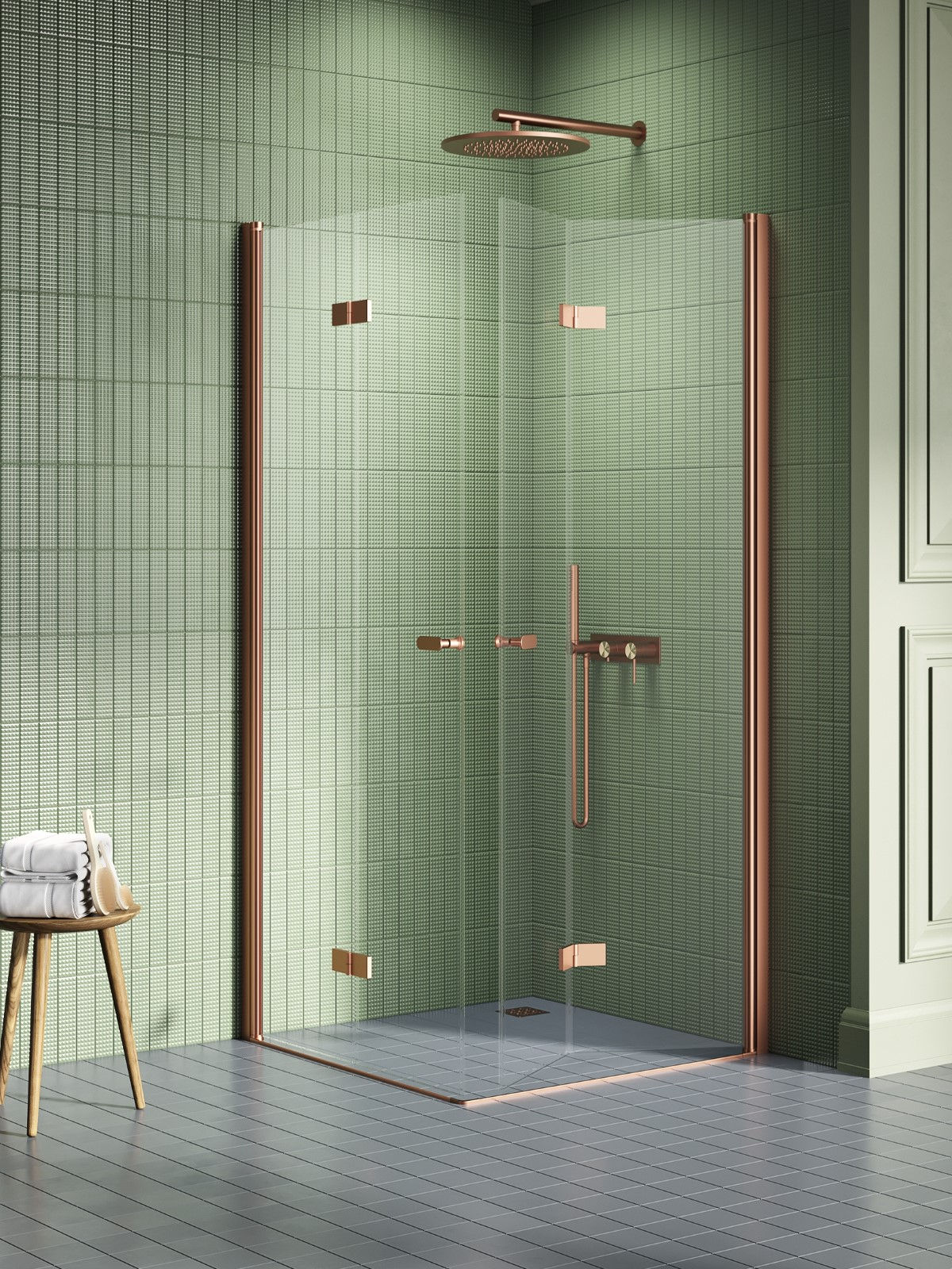 Kabina prysznicowa New Trendy New Soleo 90x80 prostokątna miedź K-2084