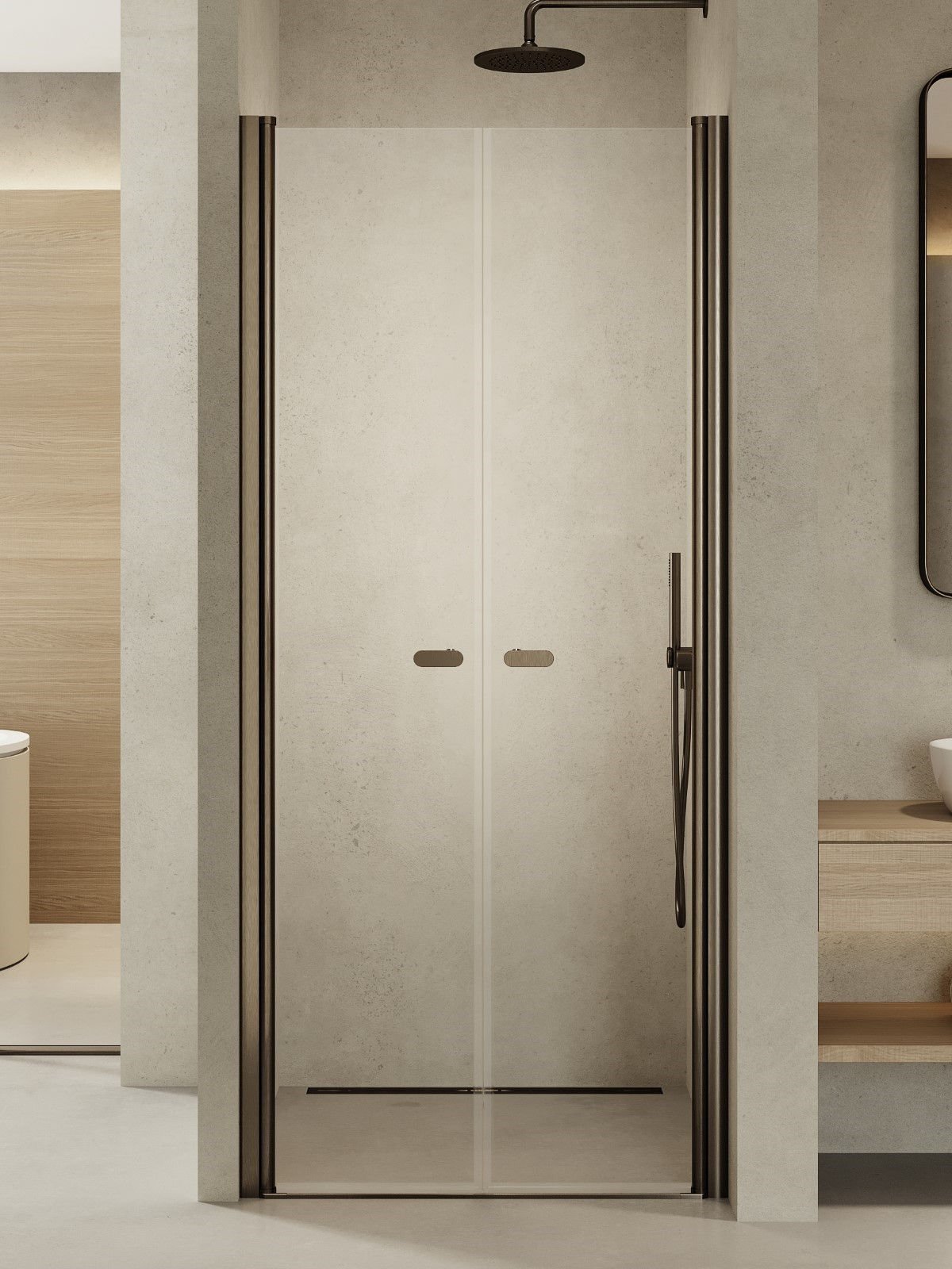 Drzwi prysznicowe New Trendy New Soleo 150x195 wnękowe grafit uniwersalne D-0552A