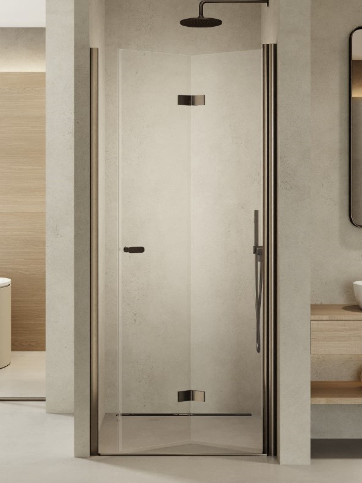 Drzwi prysznicowe New Trendy New Soleo 80x195 wnękowe grafit prawe D-0541A