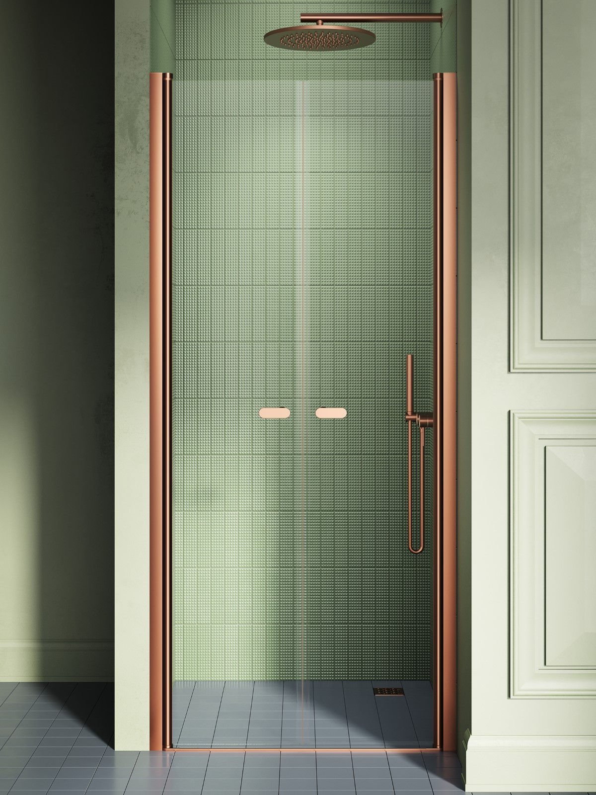 Drzwi prysznicowe New Trendy New Soleo 80x195 wnękowe miedź uniwersalne D-0494A