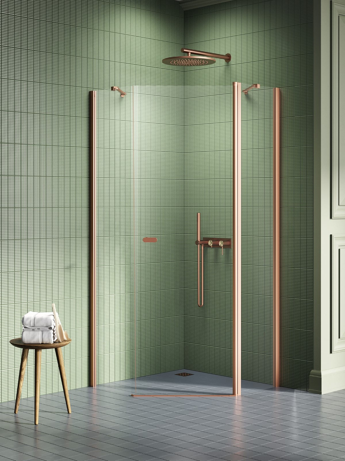 Kabina prysznicowa New Trendy New Soleo 80x80 pięciokątna miedź uniwersalna K-1700