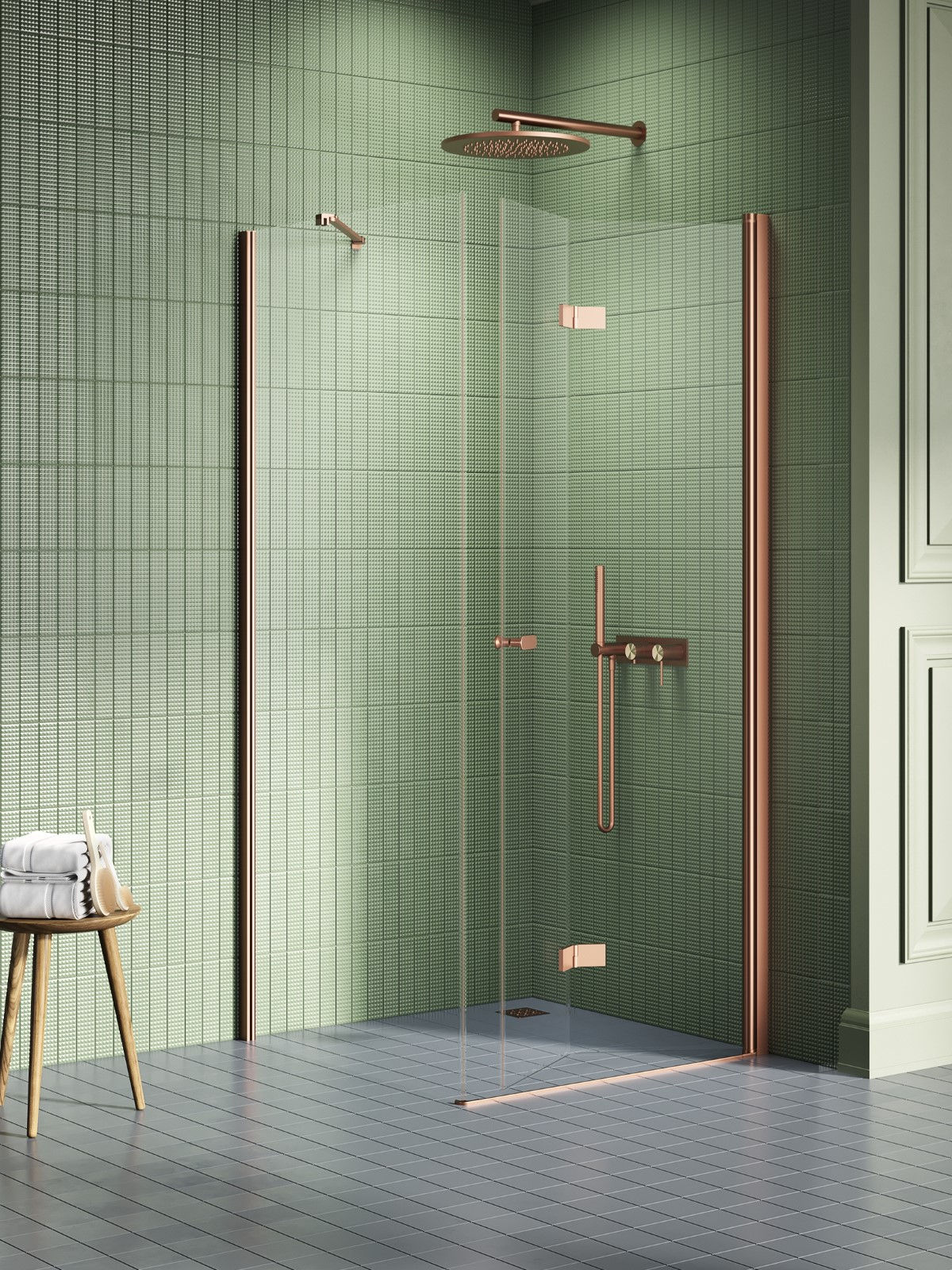 Kabina prysznicowa New Trendy New Soleo 80x90 prostokątna miedź lewa K-2035