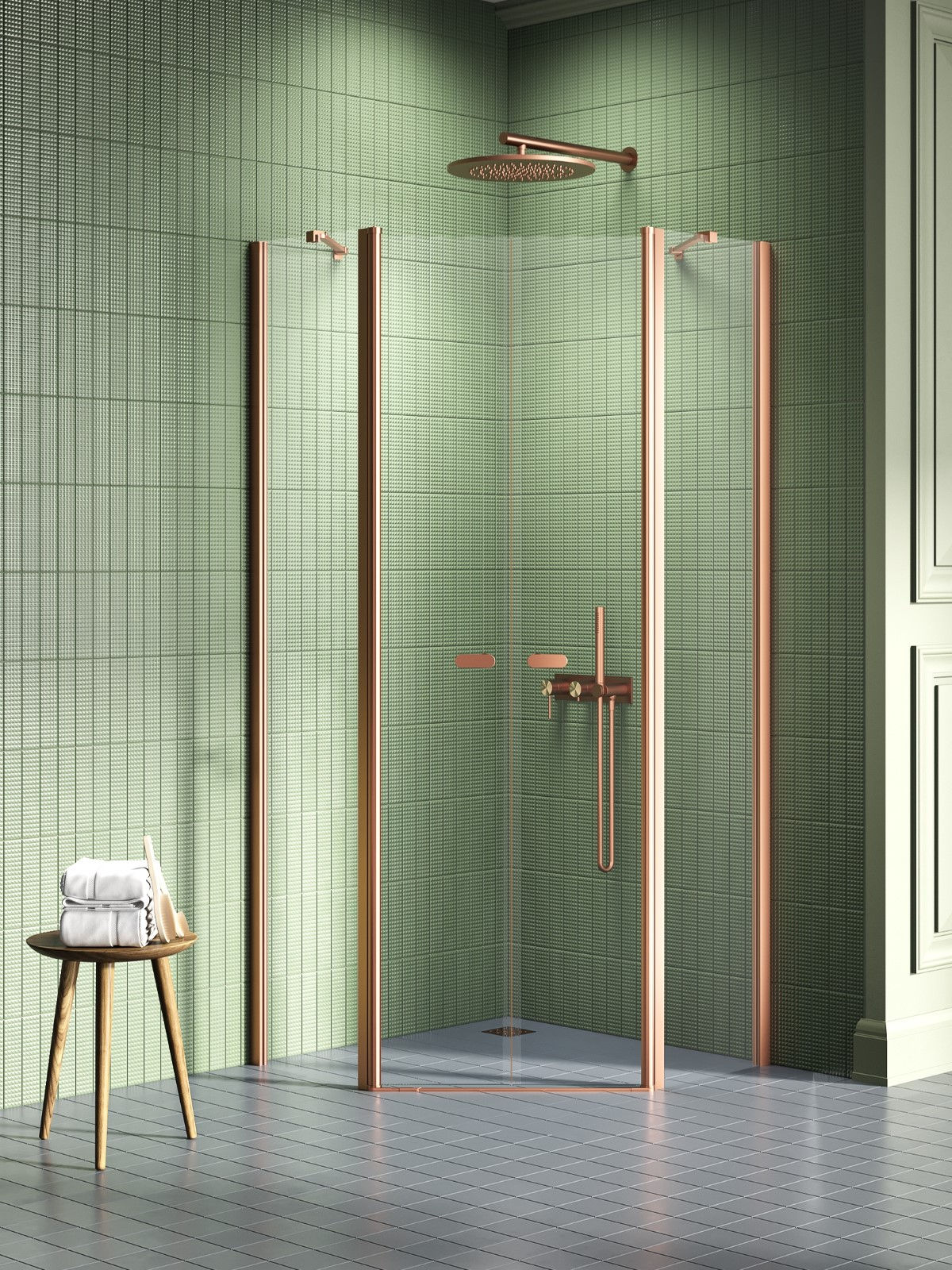 Kabina prysznicowa New Trendy New Soleo 90x90 pięciokątna miedź K-1705