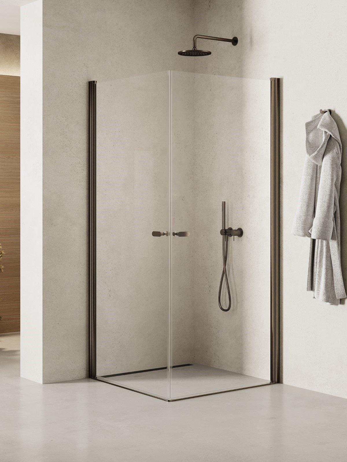 Kabina Prysznicowa New Trendy New Soleo 100X100 Prostokątna Grafit Uniwersalna K-2182