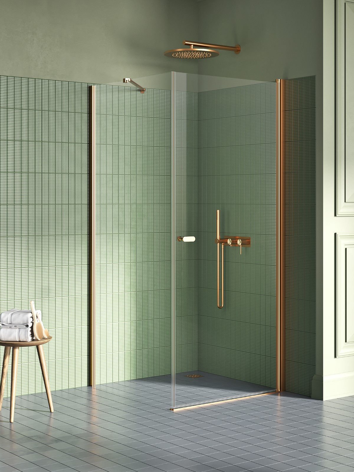 Kabina prysznicowa New Trendy New Soleo 90x90 kwadratowa miedź uniwersalna K-2295