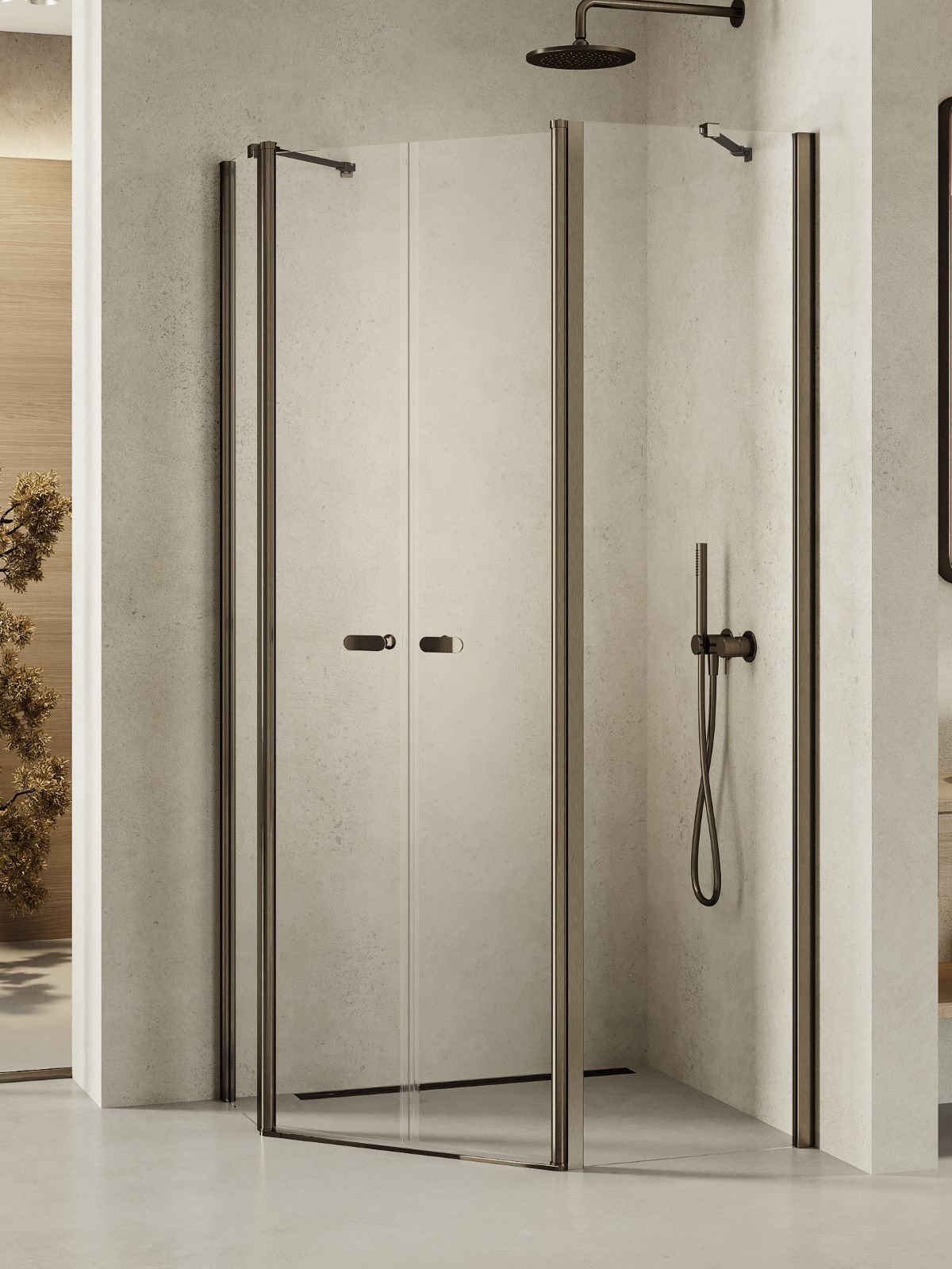 Kabina prysznicowa New Trendy New Soleo 100x80 pięciokątna asymetryczna grafit K-1713