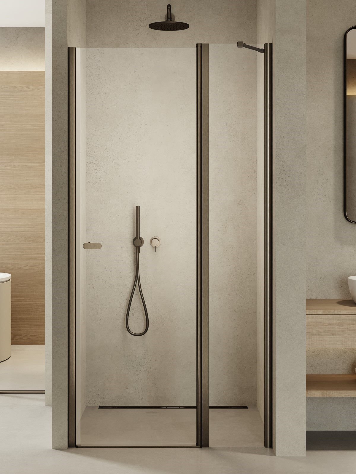 Drzwi prysznicowe New Trendy New Soleo 100x195 wnękowe grafit uniwersalne D-0561A