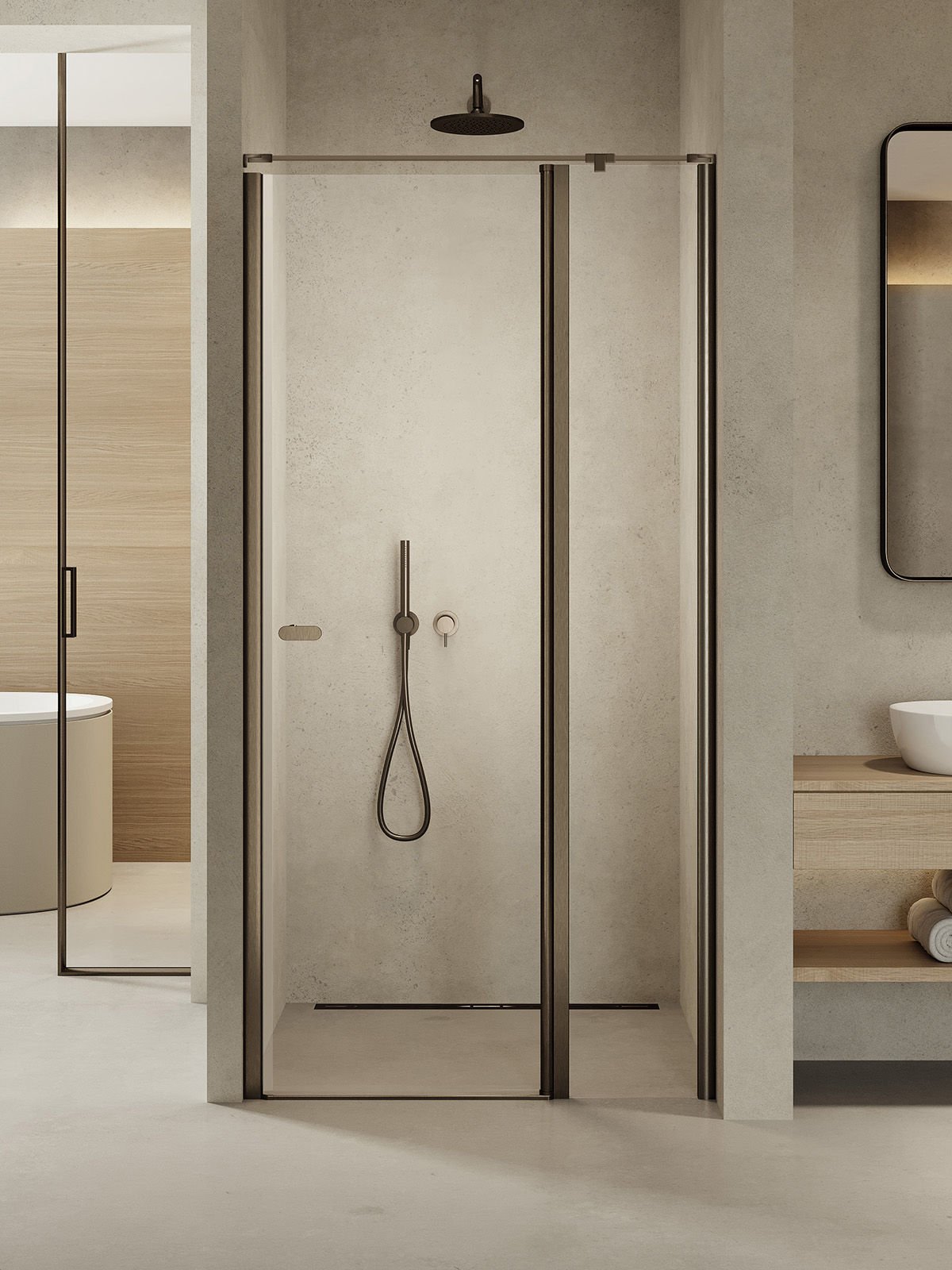 Drzwi prysznicowe New Trendy New Soleo 110x195 wnękowe grafit uniwersalne D-0562A-WP