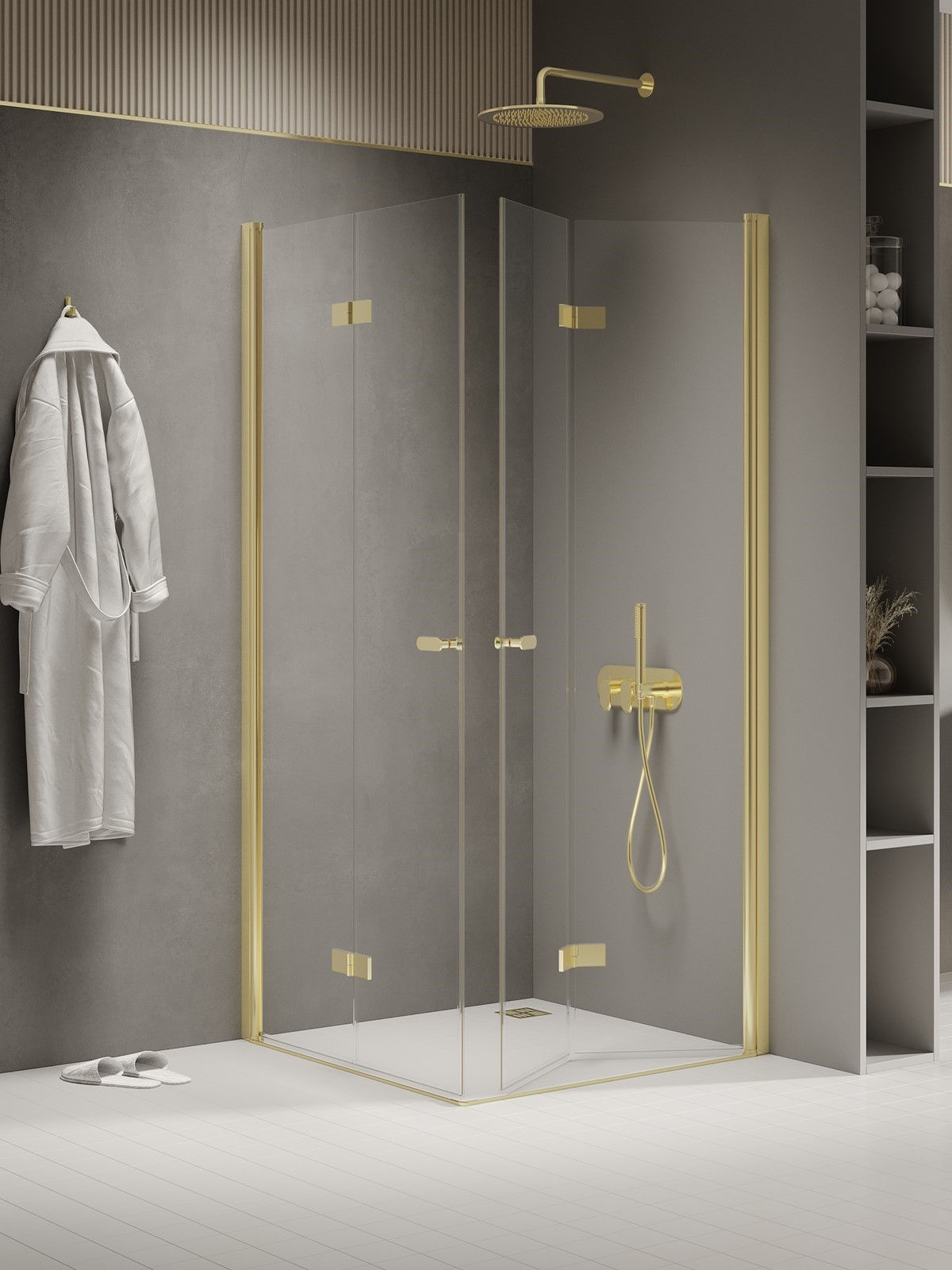 Kabina prysznicowa New Trendy New Soleo 100x80 prostokątna złota K-1956