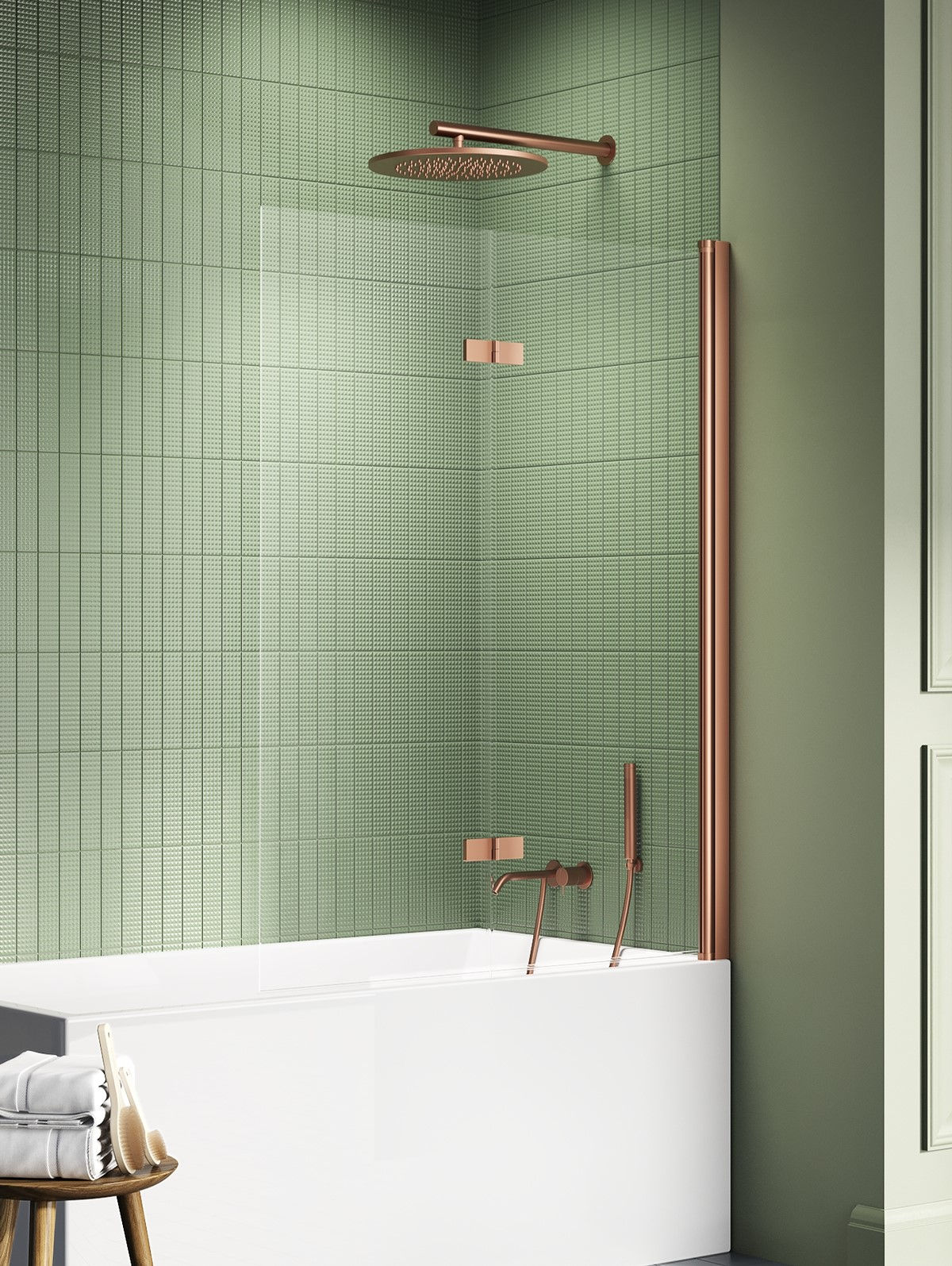 Parawan nawannowy New Trendy New Soleo 110x140 cm 2-częściowy składany prawy miedź P-0138
