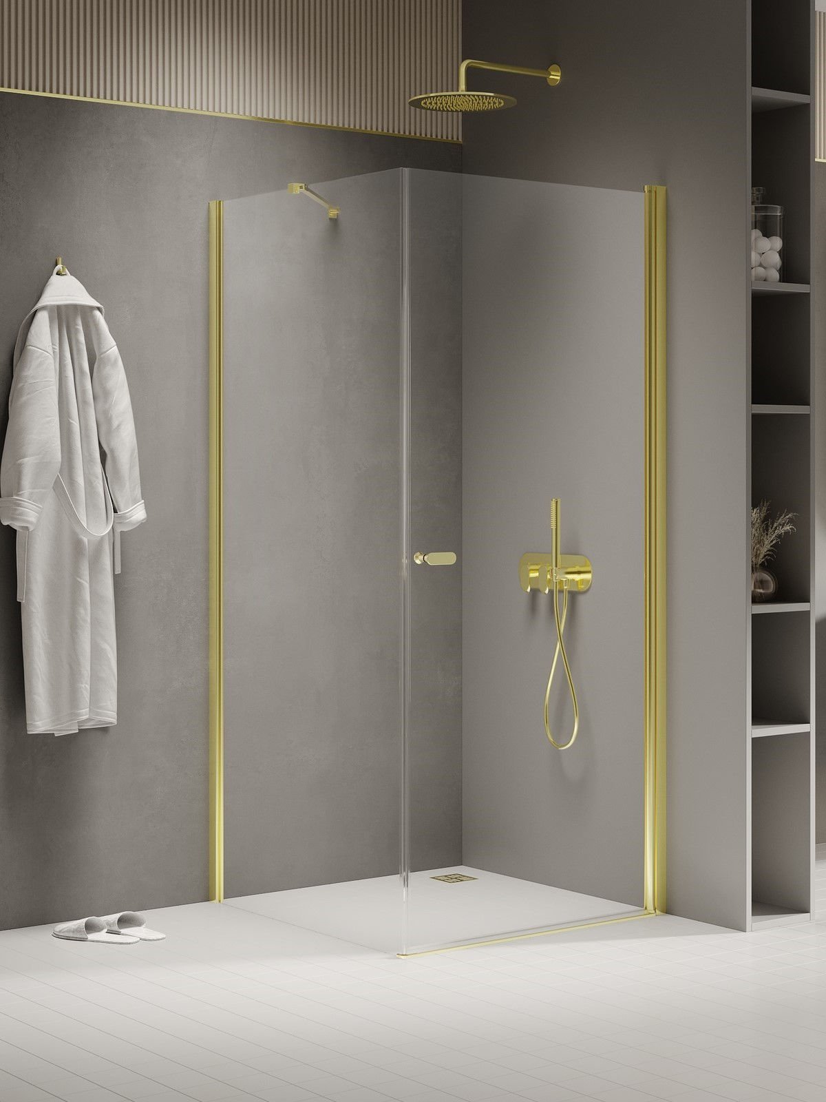 Kabina prysznicowa New Trendy New Soleo 90x110 prostokątna złota uniwersalna K-1843