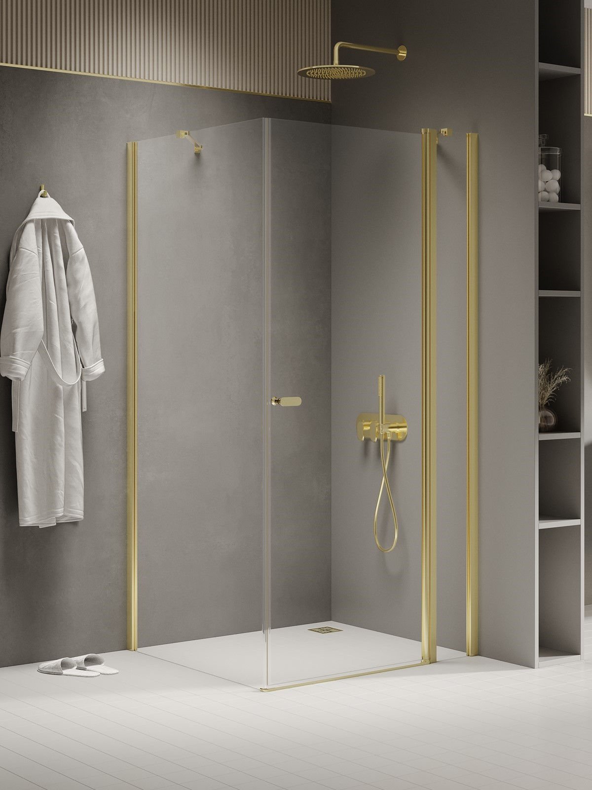 Kabina prysznicowa New Trendy New Soleo 120x80 prostokątna złota uniwersalna K-1870