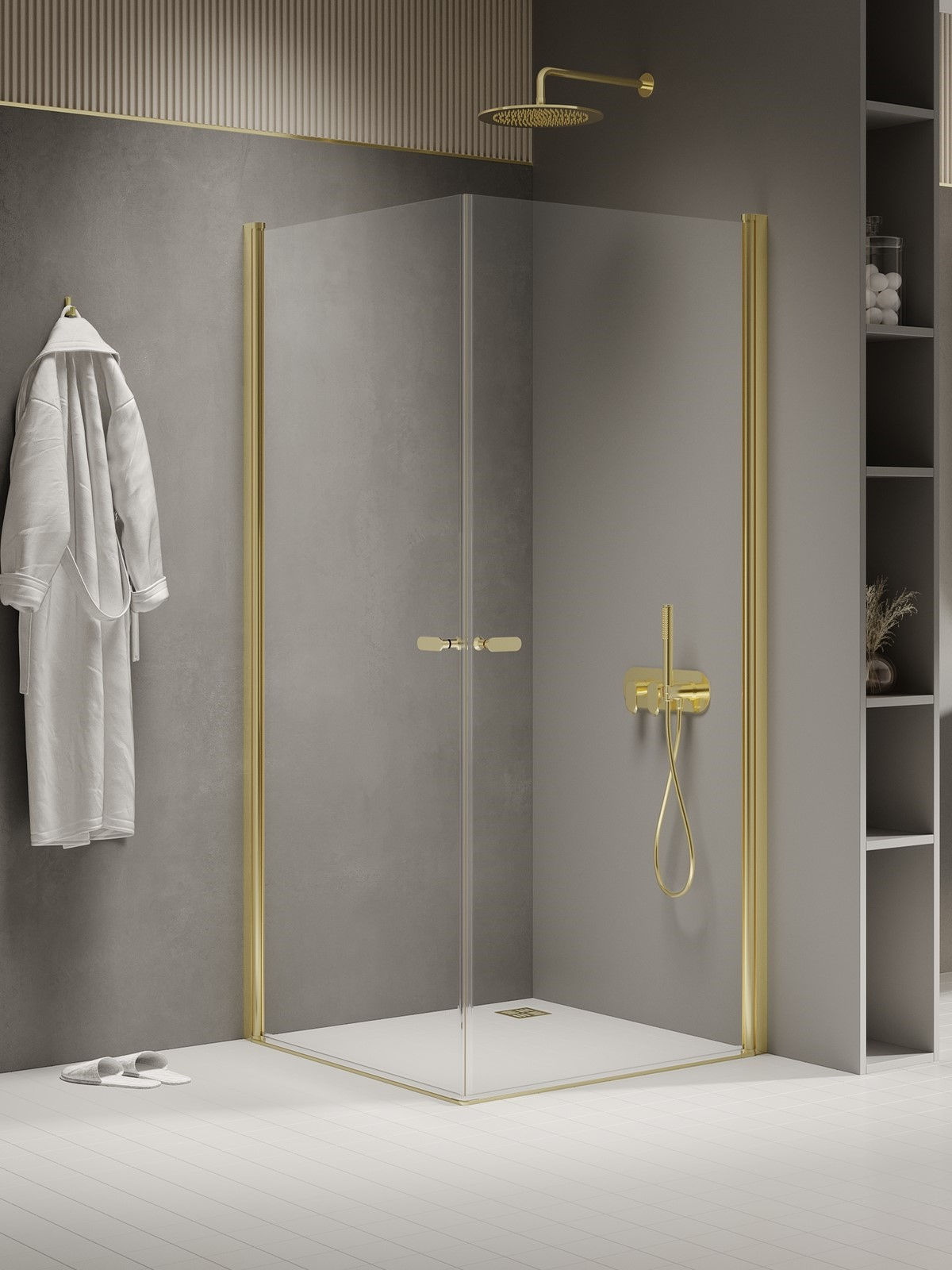 Kabina prysznicowa New Trendy New Soleo 80x90 prostokątna złota uniwersalna K-1880