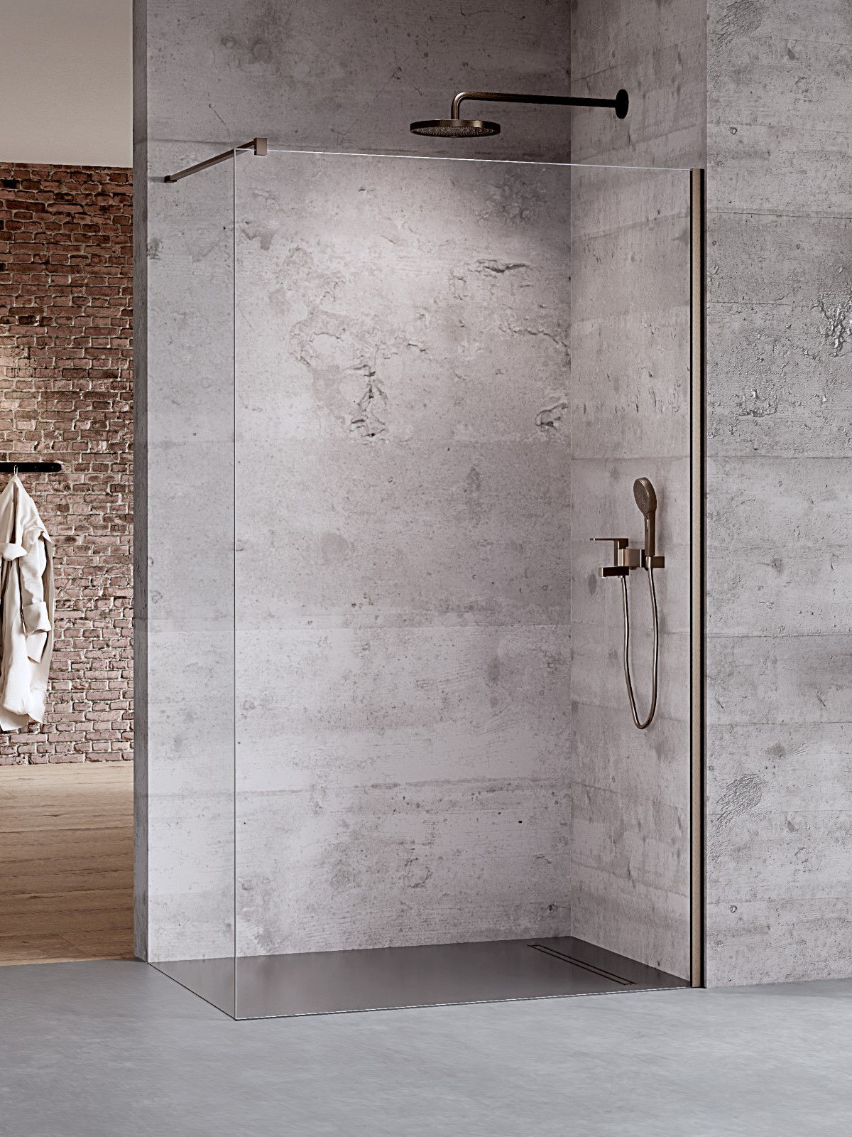 Kabina prysznicowa New Trendy Nesta 130x200 walk-in grafit uniwersalna K-1760