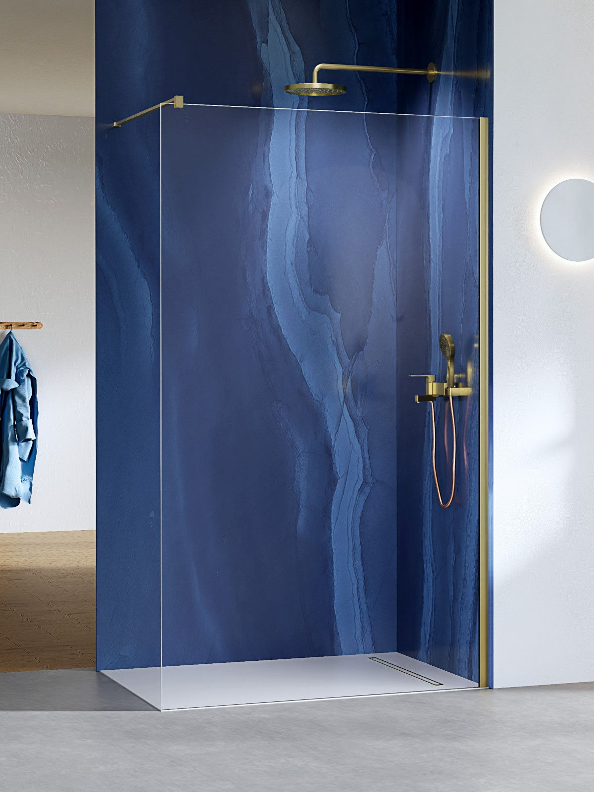 Kabina prysznicowa New Trendy Nesta 100x200 walk-in złota uniwersalna K-1733