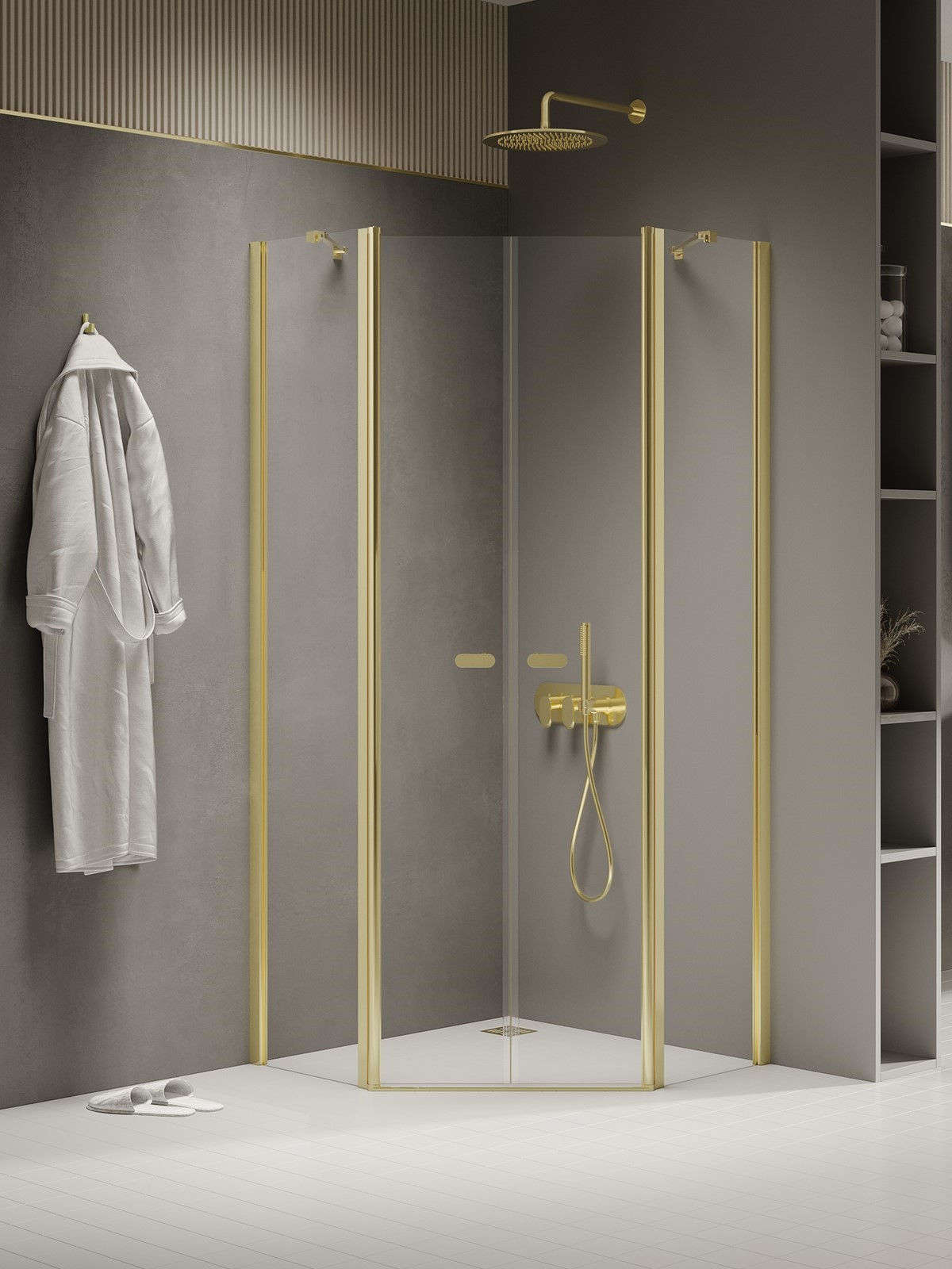 Kabina prysznicowa New Trendy New Soleo 90x90 pięciokątna złota K-1668